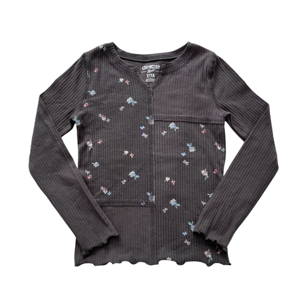 Carters girls ribbed floral patchwork tee